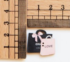 画像2: 「J即納」木製飾りボタン：ハンドバッグ（LOVE、幅2.4cm） (2)