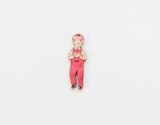 画像1: 「J即納」木製飾りボタン：ギャルソン・サロペット（赤、高さ4.5cm） (1)