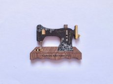 画像1: 「J即納」木製飾りボタン：ミシン（ABJ、ブラック） (1)