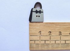 画像3: 「J即納」木製飾りボタン：ハンドバッグ（ホワイトブルー、ドット、高さ2cm） (3)