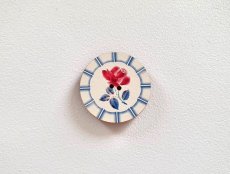画像1: 「J即納」木製飾りボタン：ドファン（ディゴワン、ブルー、赤バラ、直径2cm） (1)