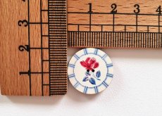画像2: 「J即納」木製飾りボタン：ドファン（ディゴワン、ブルー、赤バラ、直径2cm） (2)