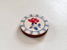 画像3: 「J即納」木製飾りボタン：ドファン（ディゴワン、ブルー、赤バラ、直径2cm） (3)