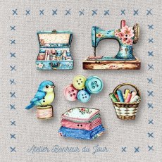 画像2: 「特別取寄せ」木製飾りボタン6点セット：アトリエ・ブルエ (2)