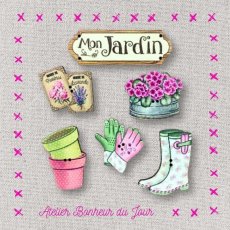 画像2: 「特別取寄せ」木製飾りボタン6点セット：モン・ジャルダン (2)