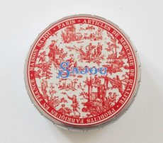 画像1: 「移動中」直径約7.5cmトワルドジュイ缶小物入れ（オフランド・ア・ラムール、赤） (1)