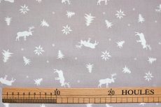 画像3: 「移動中」はぎれ80×50：トナカイとエーデルワイス（グレージュベース） (3)