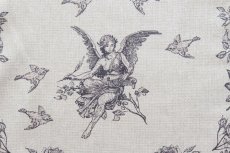 画像10: 「F在庫」はぎれ70×50：女神と白鳥（麻色ベースグレイ） (10)
