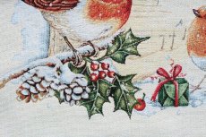 画像11: 「F在庫」はぎれ45×45：ゴブラン織り  こまどりのクリスマス (11)