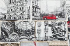 画像12: 「F在庫」はぎれ70×50：ジュテーム・パリ（ジャカード、グレイ・赤） (12)