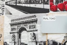 画像16: 「F在庫」はぎれ70×50：ジュテーム・パリ（ジャカード、グレイ・赤） (16)