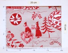 画像4: 「J即納」はぎれ70×50：ベルビュー（コットンハーフパナマ、麻色ベース赤） (4)