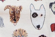 画像11: 「F在庫」はぎれ70×50：ゴブラン織り シアン（犬デザイン、ライトアイボリーベース） (11)