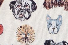 画像13: 「F在庫」はぎれ70×50：ゴブラン織り シアン（犬デザイン、ライトアイボリーベース） (13)