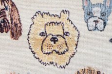 画像14: 「F在庫」はぎれ70×50：ゴブラン織り シアン（犬デザイン、ライトアイボリーベース） (14)
