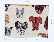 画像4: 「F在庫」はぎれ70×50：ゴブラン織り シアン（犬デザイン、ライトアイボリーベース） (4)