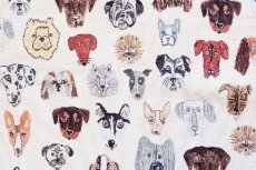 画像8: 「F在庫」はぎれ70×50：ゴブラン織り シアン（犬デザイン、ライトアイボリーベース） (8)