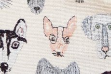 画像9: 「F在庫」はぎれ70×50：ゴブラン織り シアン（犬デザイン、ライトアイボリーベース） (9)