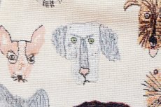 画像10: 「F在庫」はぎれ70×50：ゴブラン織り シアン（犬デザイン、ライトアイボリーベース） (10)