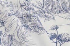 画像4: 「F在庫」はぎれ72×50：tdj貴婦人の乗馬（白ベースブルー） (4)