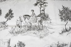 画像12: 「J即納」はぎれ72×50：tdj乗馬のある風景（白ベース黒） (12)