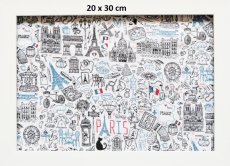 画像5: 「J即納」はぎれ70×50：ボンジュール・パリ(白ベース黒・赤・ブルー) (5)
