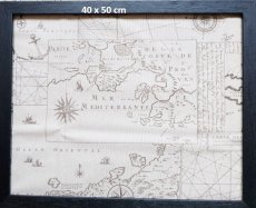 画像1: 「J即納」はぎれ70×50：地中海の地図（ライトベージュ） (1)
