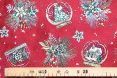 画像4: 「J即納」はぎれ70×50：クリスマスのスノードーム（ジャカード、赤ベース） (4)
