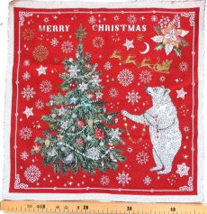 画像3: 「F在庫」はぎれ45×45：白くまのダディ（ジャカード、赤ベース、クリスマス柄） (3)