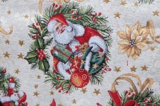 画像9: 「J即納/F在庫」はぎれ70×50：ゴブラン織り クリスマス・リース（アイボリーベース赤・グリーン） (9)