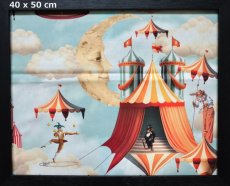 画像1: 「J即納」はぎれ70×100：空中サーカス・ビンバ（水色・白・オレンジ） (1)
