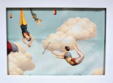 画像6: 「J即納」はぎれ70×100：空中サーカス・ビンバ（水色・白・オレンジ） (6)