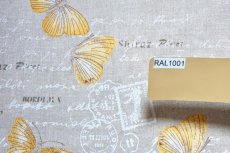 画像13: 「J即納」はぎれ50×65：旅する蝶々（麻色ベース白・ゴールデンイエロー） (13)