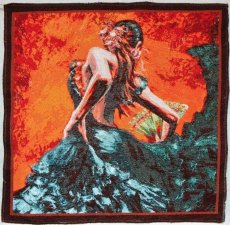 画像1: 「J即納」はぎれ45×45：フラメンコ（オレンジ・ブルーグリーン） (1)