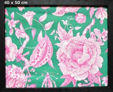 画像1: 「F在庫」はぎれ70×50：リリア（花、グリーンベースピンク、キャンバス） (1)