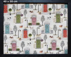 画像2: 「F在庫」はぎれ70×50：ワンちゃんとご近所さん（ベージュベース） (2)