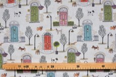 画像4: 「F在庫」はぎれ70×50：ワンちゃんとご近所さん（ベージュベース） (4)