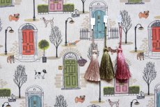 画像7: 「F在庫」はぎれ70×50：ワンちゃんとご近所さん（ベージュベース） (7)