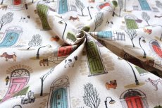 画像14: 「F在庫」はぎれ70×50：ワンちゃんとご近所さん（ベージュベース） (14)