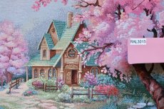 画像4: 「移動中」はぎれ45×45：ファンタジー（家、花の木） (4)