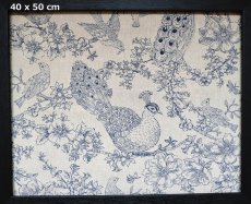 画像1: 「F在庫」はぎれ70×100：ポン・ロマンティック（孔雀、ブルー） (1)