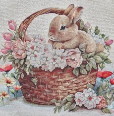 画像3: 「移動中」はぎれ45×45：ラパン&パニエ（うさぎ、カゴ） (3)