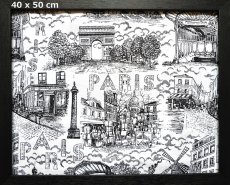 画像1: 「F在庫」はぎれ70×50：オスマン・パリ（白ベース黒） (1)