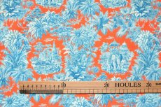 画像2: 「F在庫」はぎれ75×50：ミニ・マハラニ（オレンジベースブルー） (2)