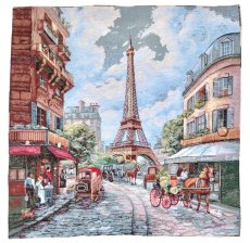 画像1: 「F在庫」はぎれ45×45：古き良きパリ（馬車、エッフェル塔） (1)