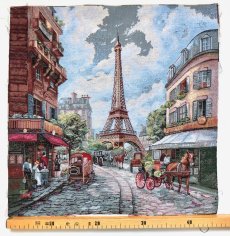 画像2: 「F在庫」はぎれ45×45：古き良きパリ（馬車、エッフェル塔） (2)