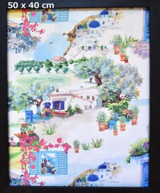 画像1: 「F在庫」はぎれ49×70：サントリーニ島（マルチカラー、地中海の風景） (1)