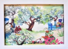 画像13: 「F在庫」はぎれ49×70：サントリーニ島（マルチカラー、地中海の風景） (13)