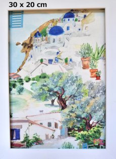画像3: 「F在庫」はぎれ49×70：サントリーニ島（マルチカラー、地中海の風景） (3)