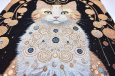 画像3: 「F在庫」はぎれ45×45：スタイリッシュ（茶トラ猫、ゴールド、黒ベース） (3)